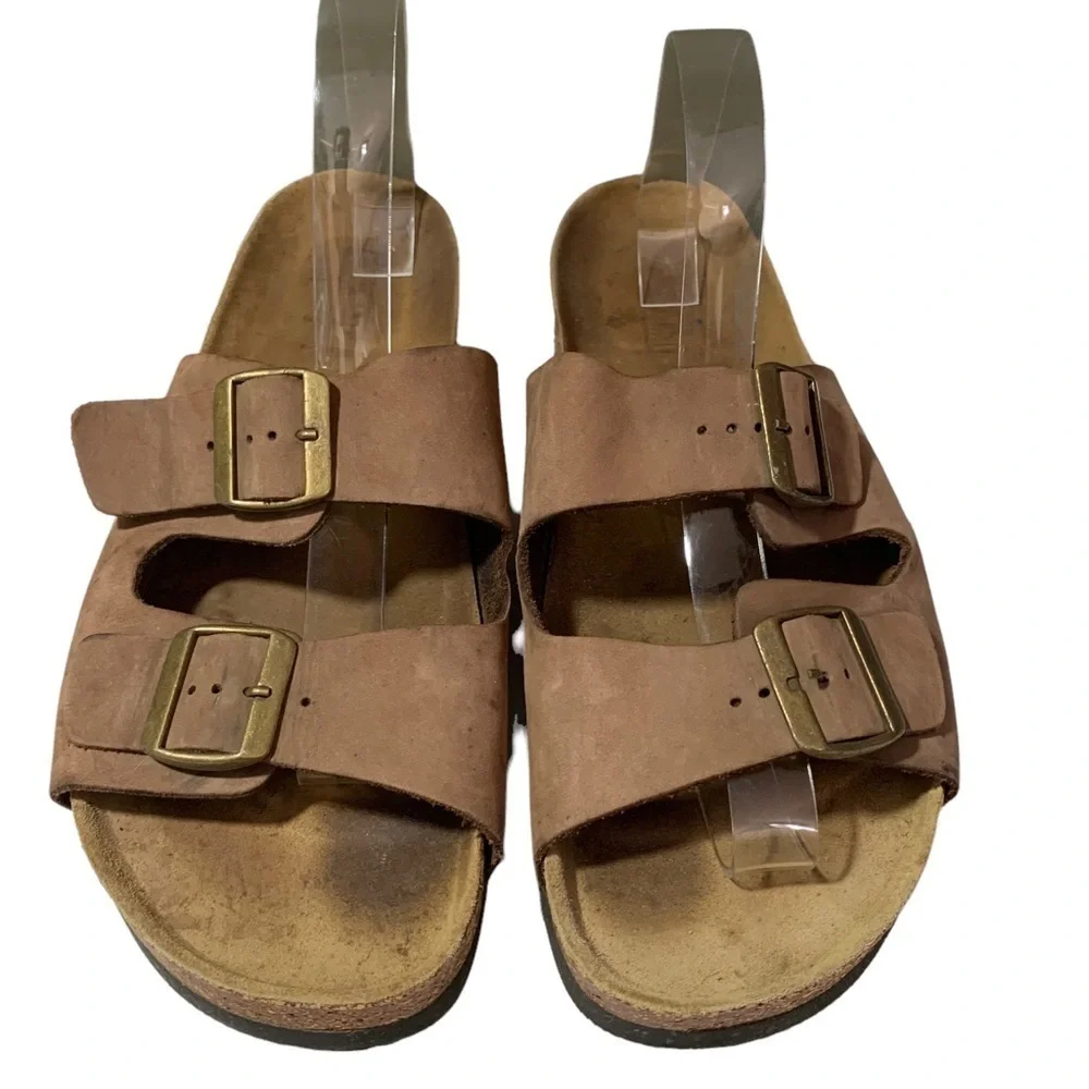 Land’s End Mens Suede double strap sandals size 10 Brown